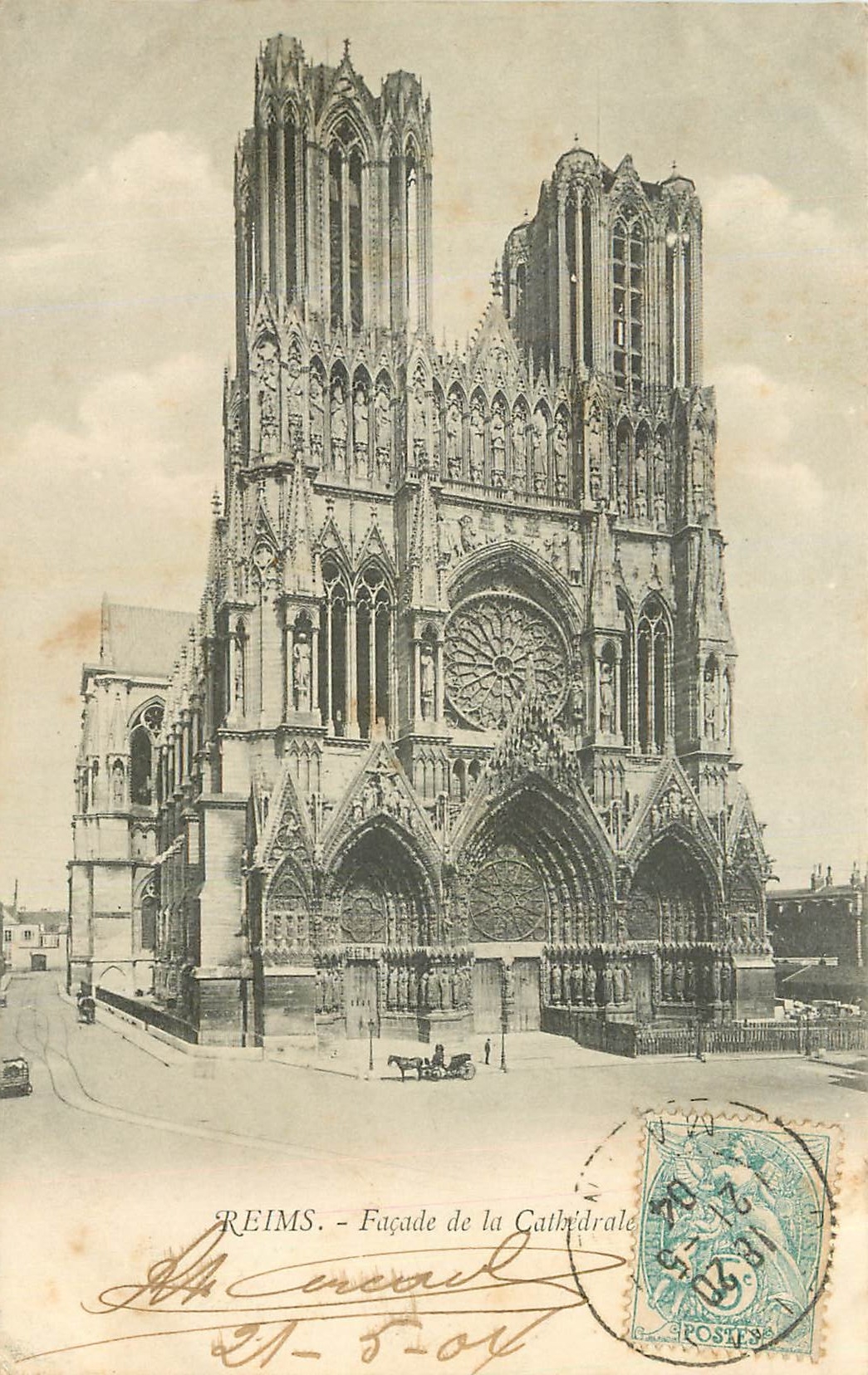 CPA Reims Facade de la Cathedrale 