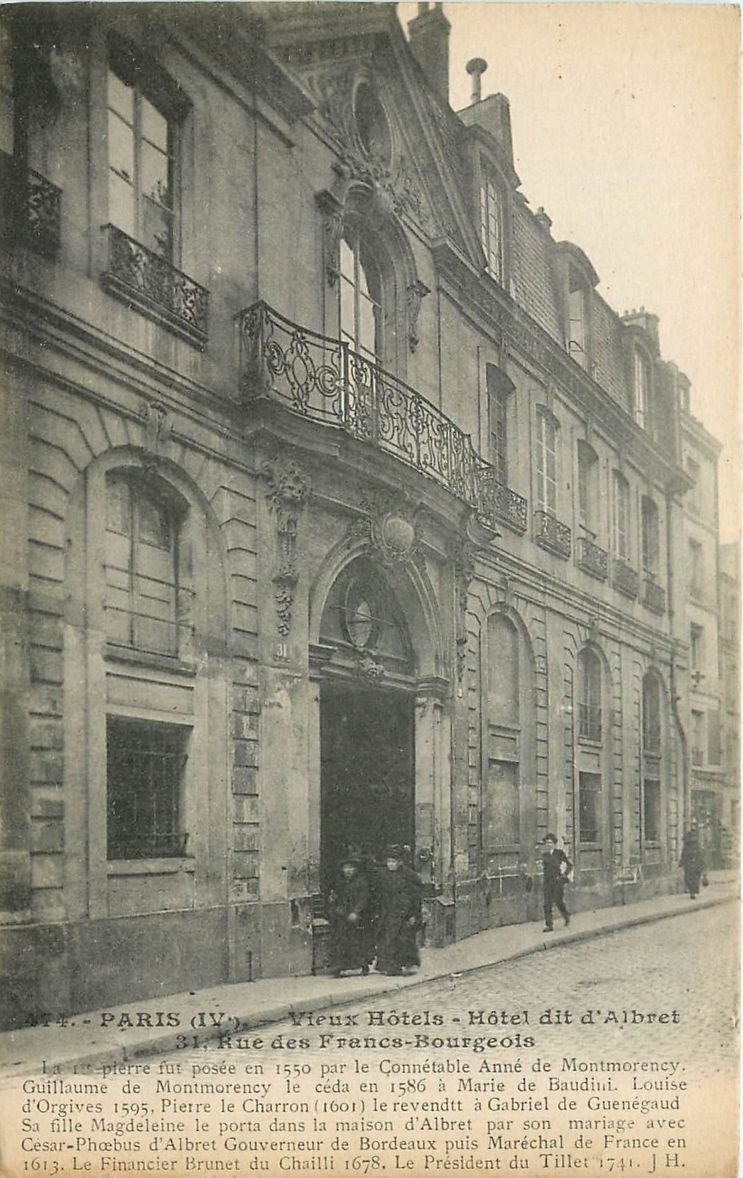 CPA Paris IV Vieux Hotels Hotel dit d'Albert Rue des Francs Bourgeois