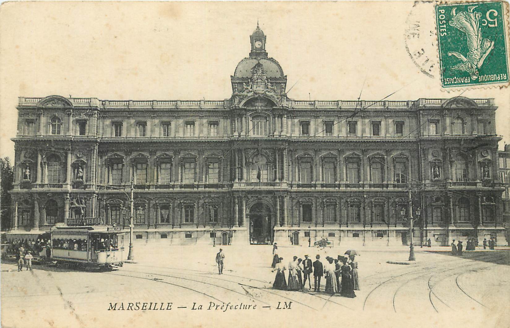CPA Marseille la Prefecture Tramway Chocolat Menier