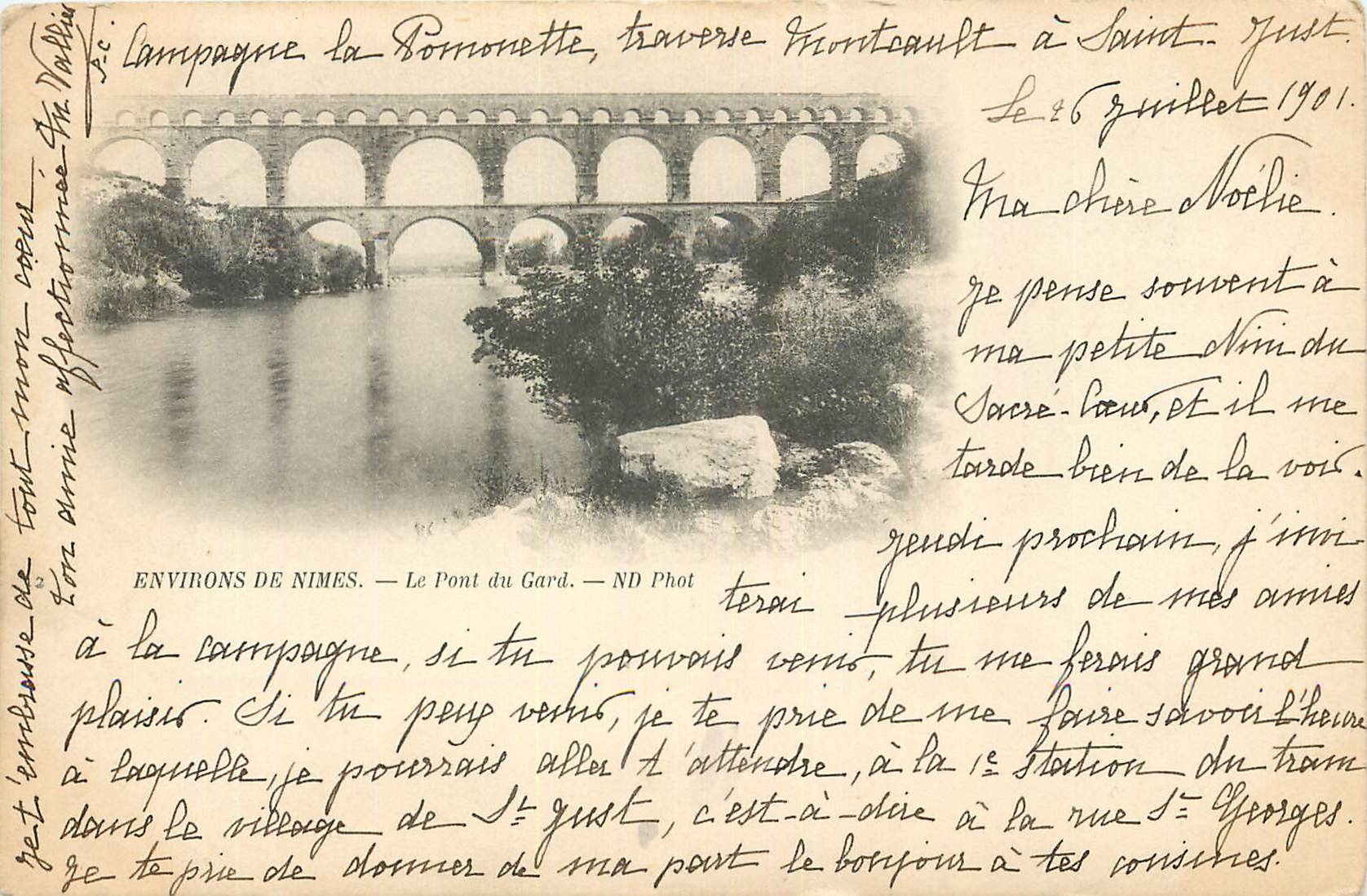 CPA Environs de Nimes Le Pont du Gard (carte 1900)