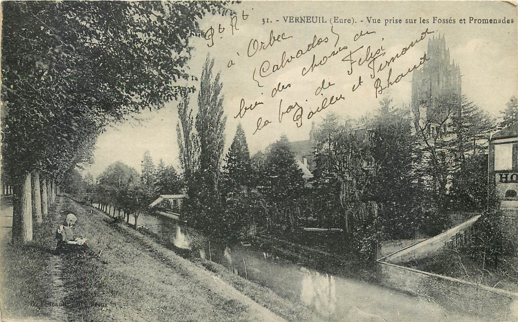 CPA Verneuil Eure Vue prise sur les Fosses et Promenades