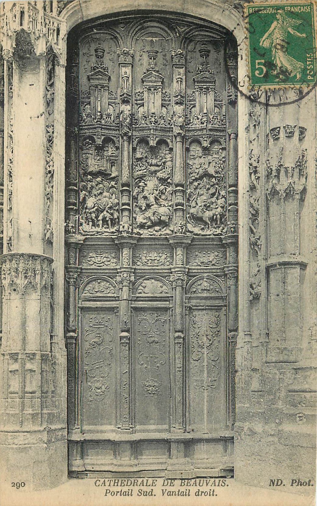 CPA Cathedrale de Beauvais Portail Sud Vantail droit 