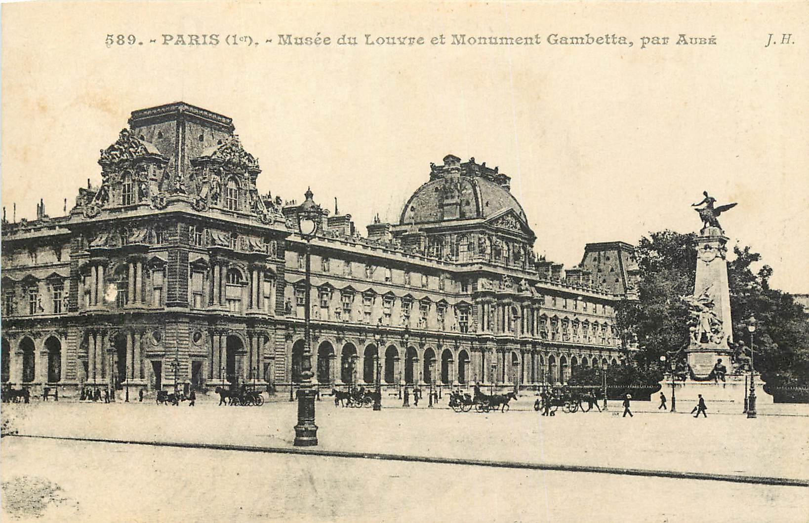 CPA Paris Musee du louvre et Monument Gambetta par Aube