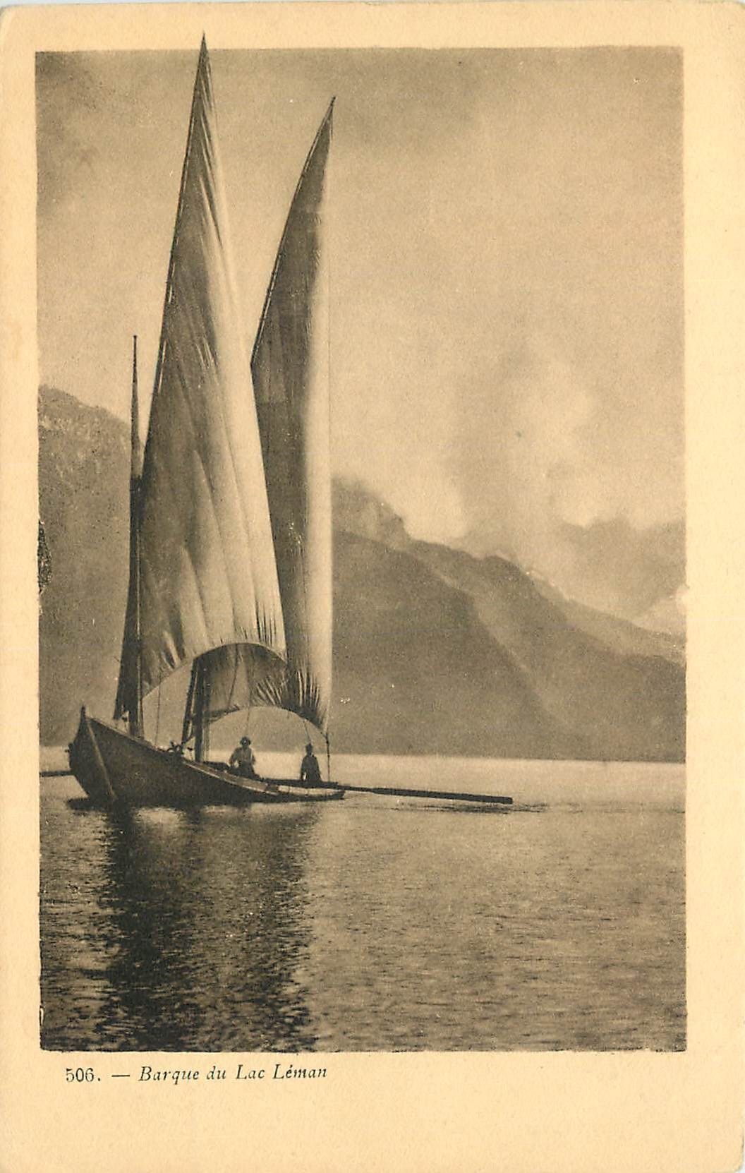 CPA Barque du Lac Leman Bateau Barque