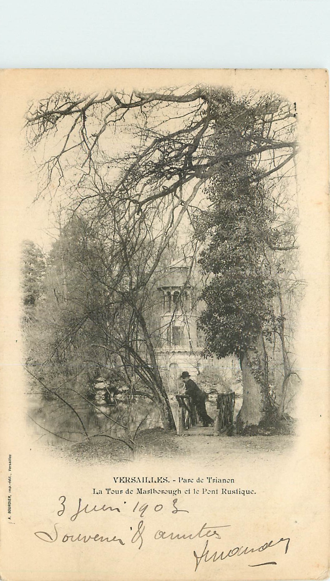 CPA Versailles Parc de Trianon La Tour de Marlborough et le Pont Rustique