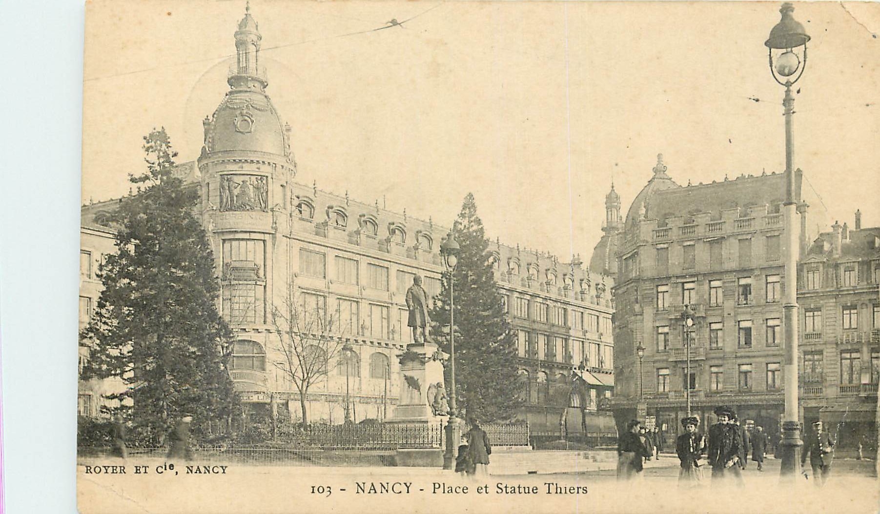 CPA Nancy Place et Statue Thiers 