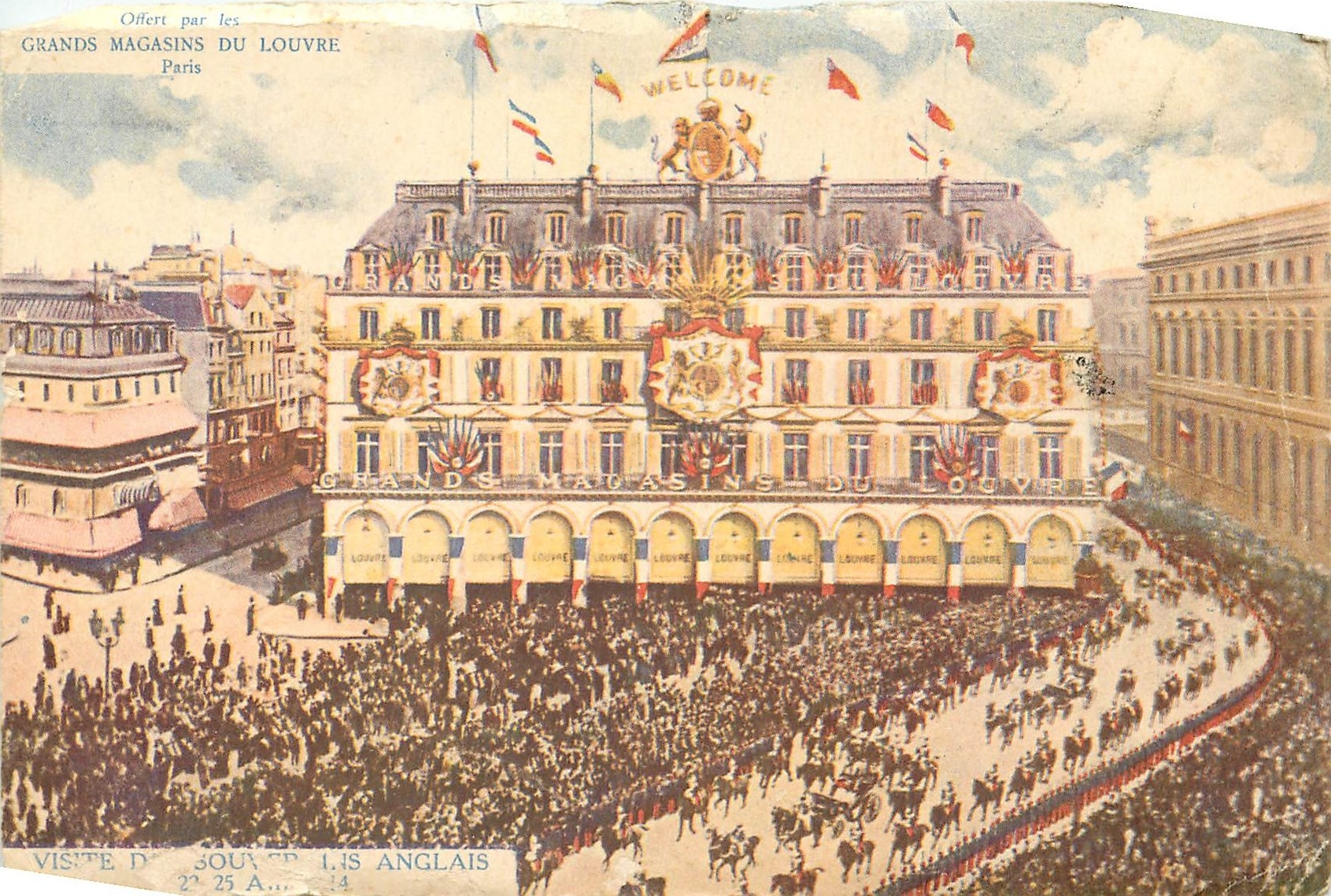 CPA Grands Magasins du Louvre Paris visite des Anglais 