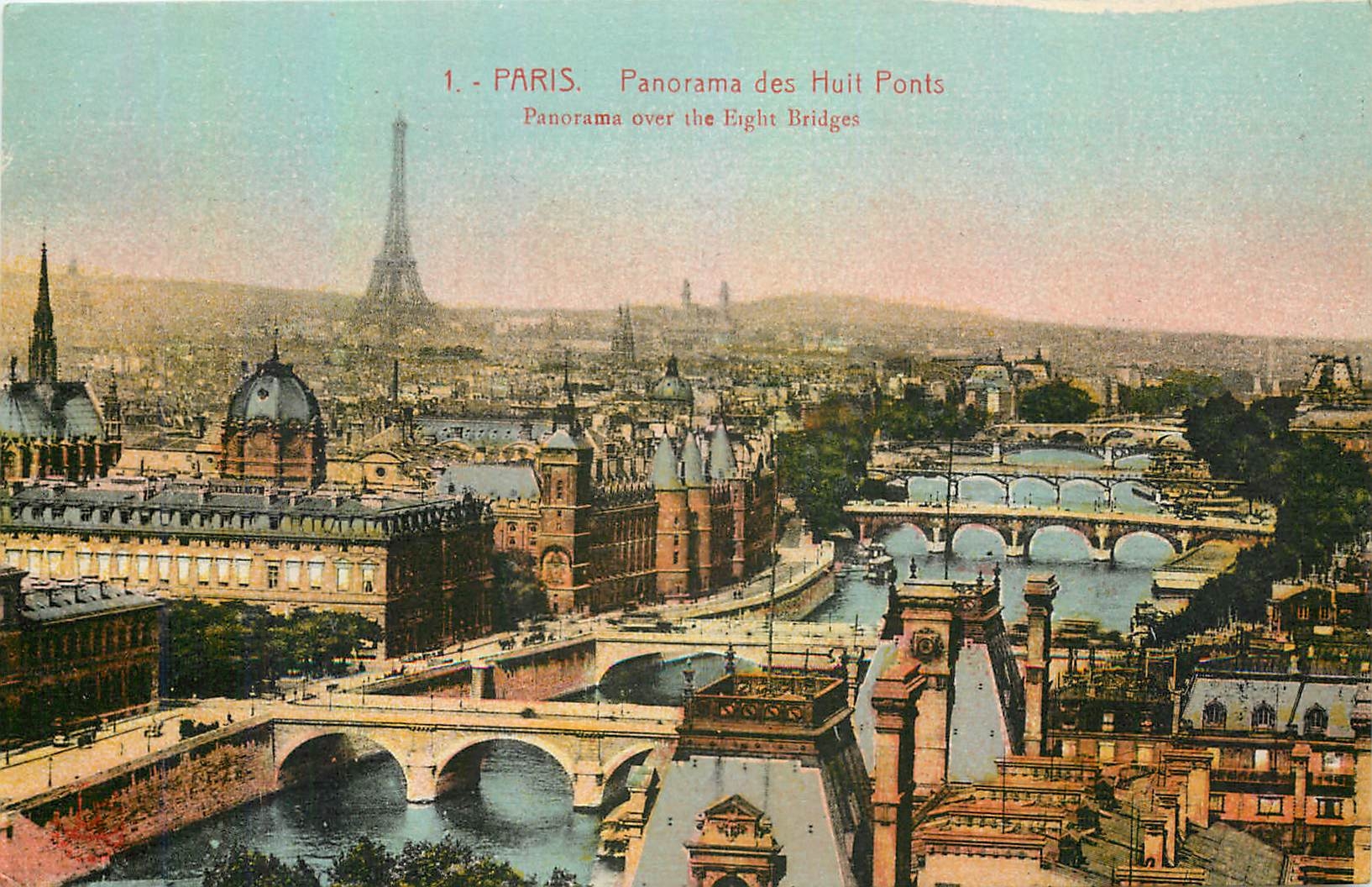 CPA Paris Panorama des Huit Ponts 