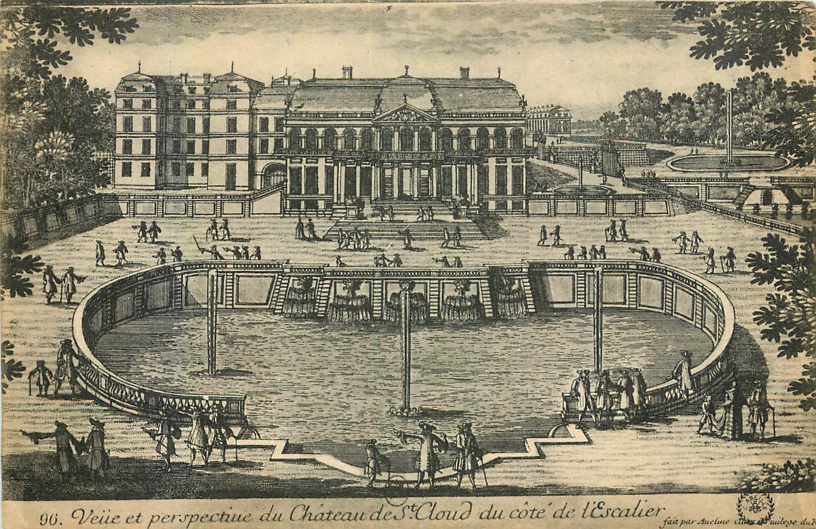 CPA Veue et perspective du Chateau de St Cloud du cote de l'Escalier 