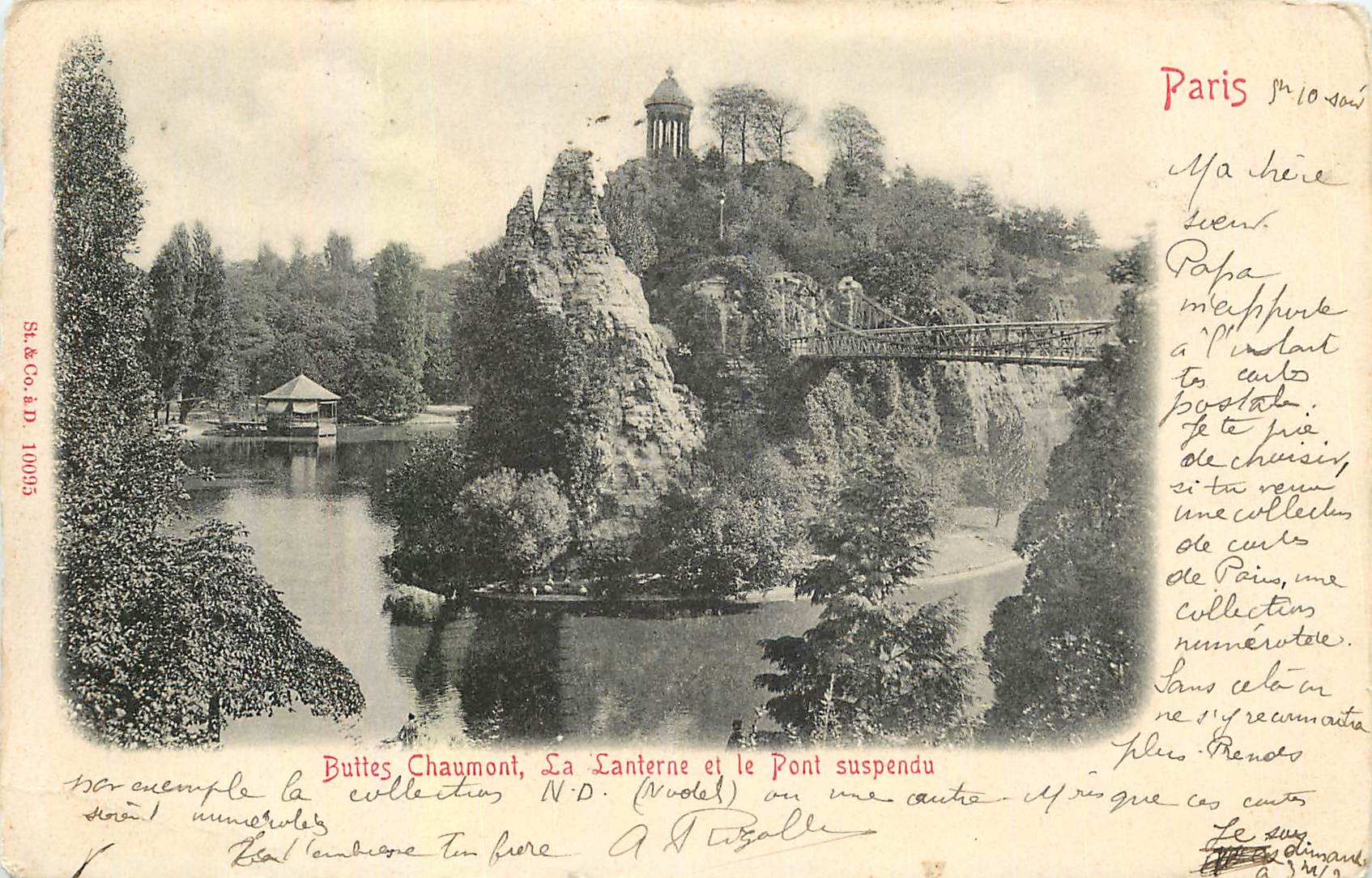 CPA Paris Buttes Chaumont La Lanterne et le Pont suspendu 