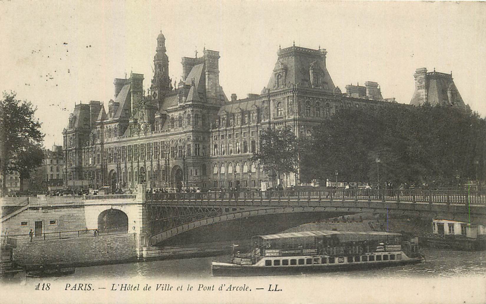 CPA Paris L'Hotel de Ville et le Pont d'Arcole