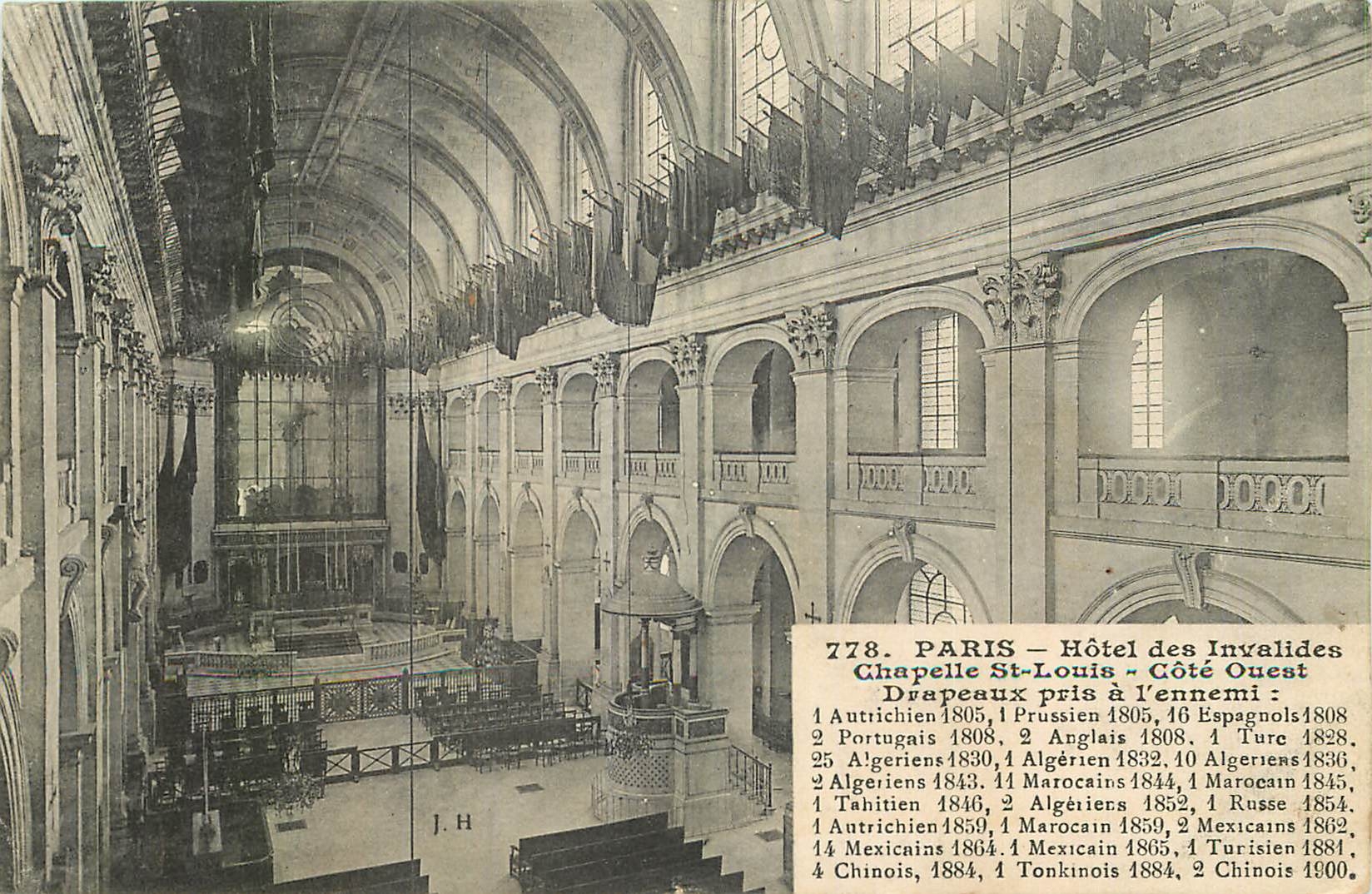 CPA Paris Hotel des Invalides Chapelle St Louis Cote Ouest Drapeaux pris a l'ennemi