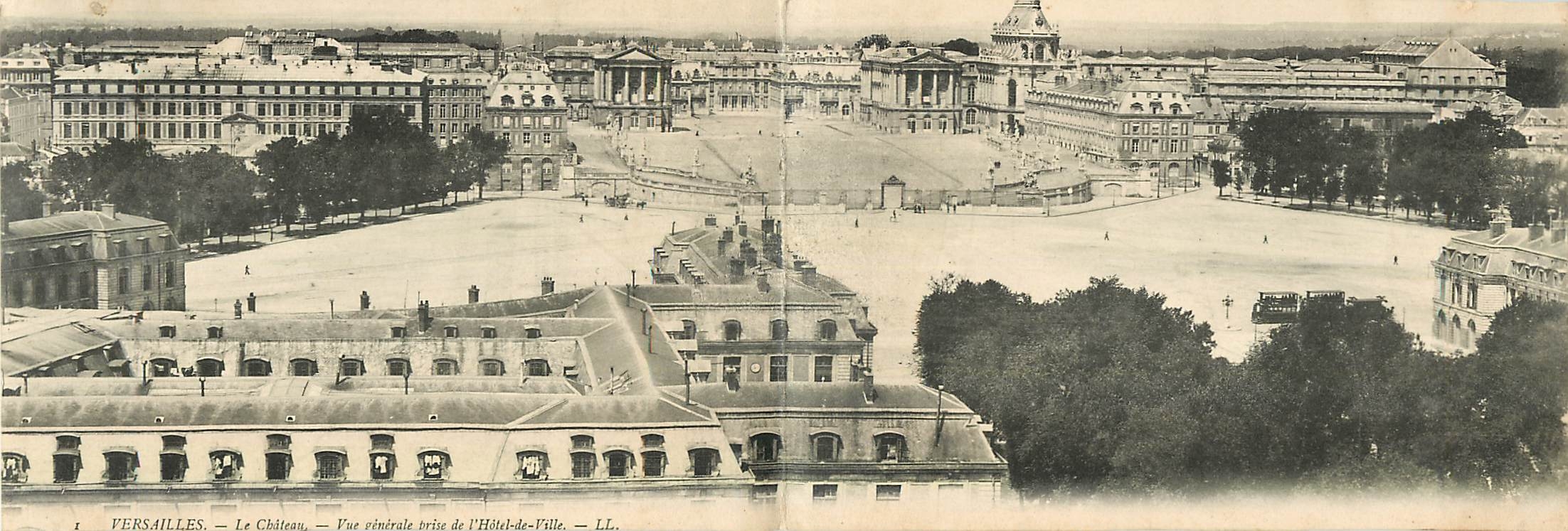 CARTE DOUBLE Versailles le Chateau vue generale prise de l'Hotel de Ville