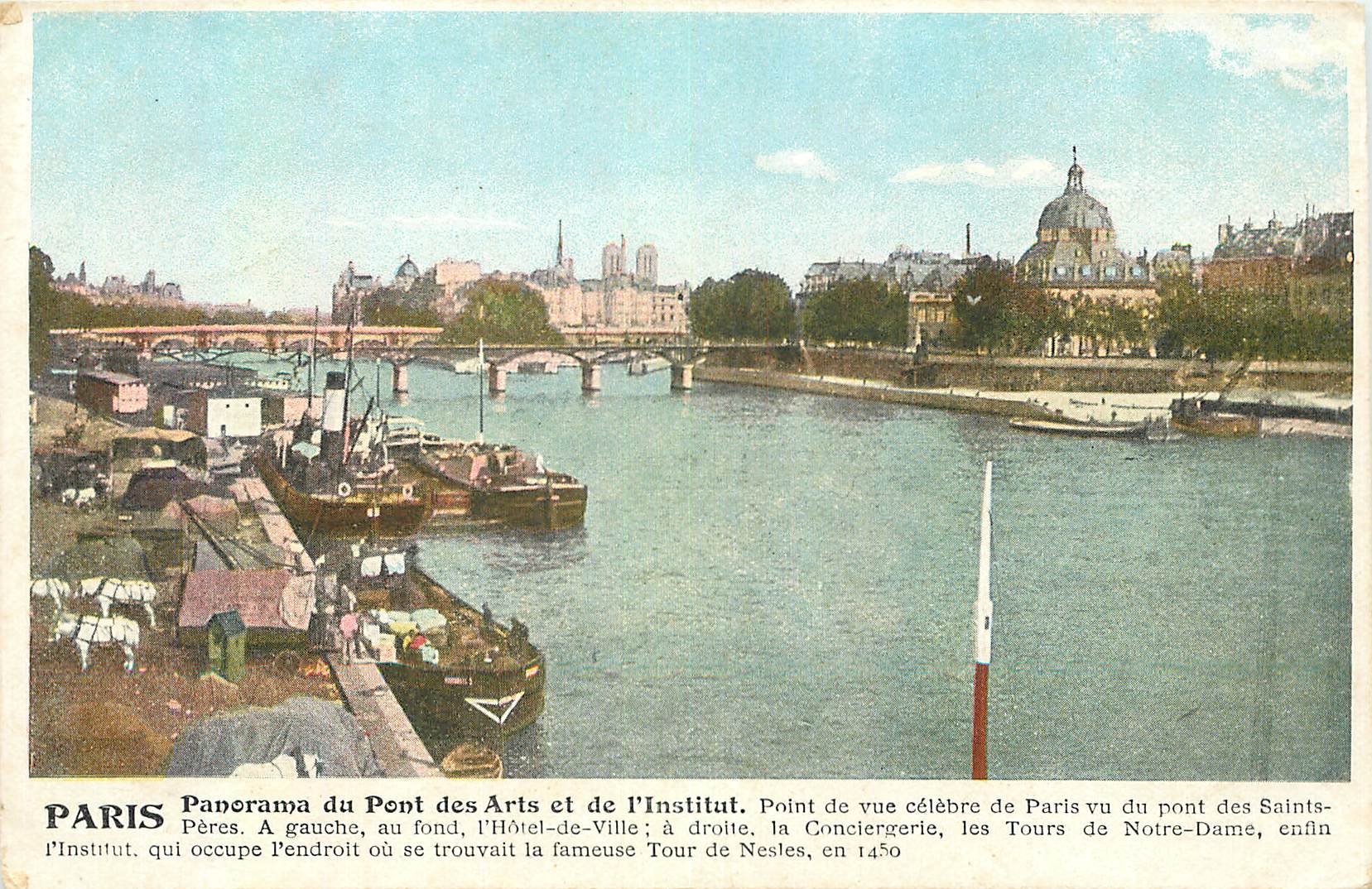 CPA Paris Panorama du Pont des Arts et de l'Institut Point de vue celebre de Paris vu du Pont des Sa