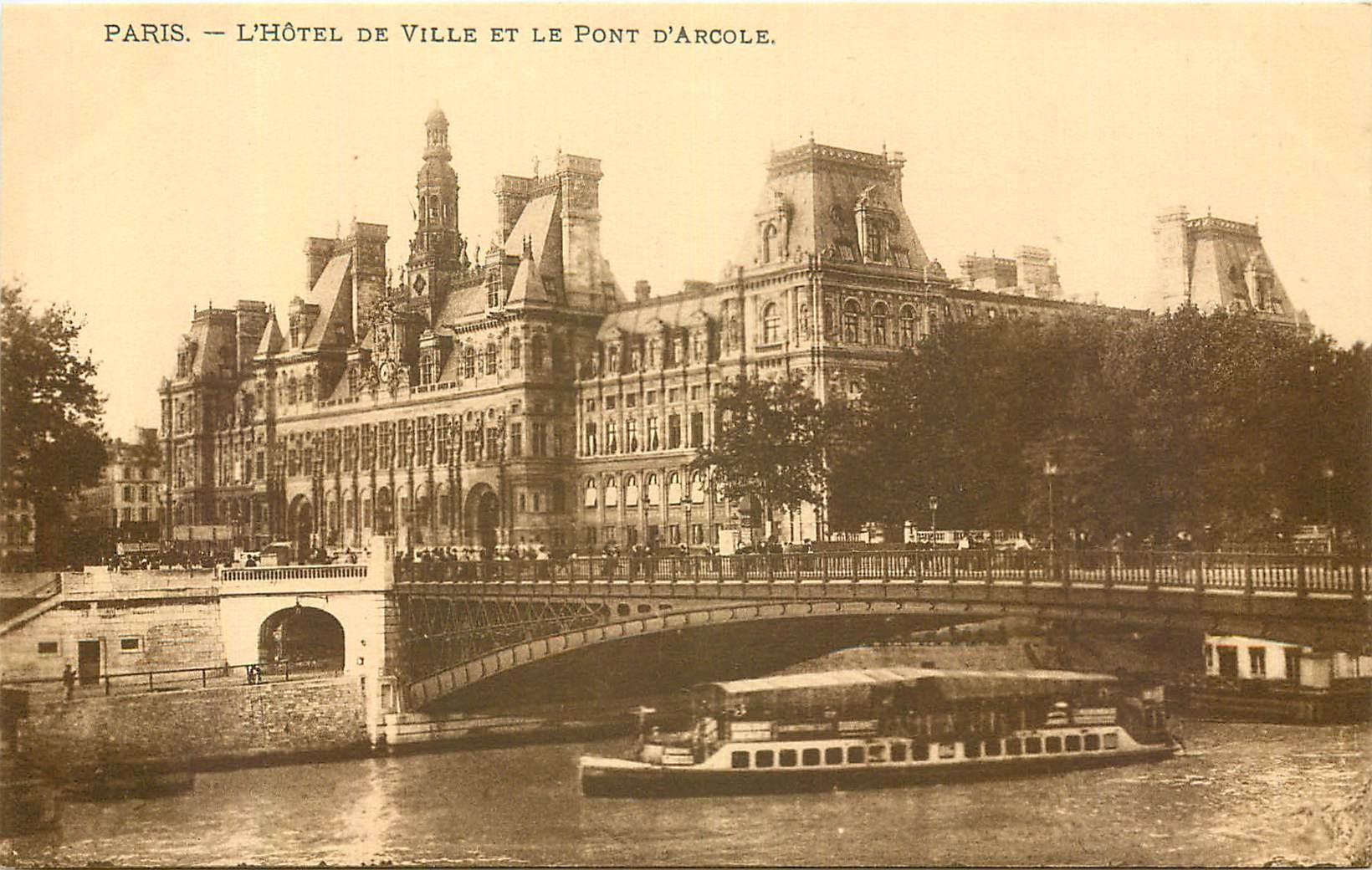CPA Paris l'hotel de ville et le pont d'Arcole