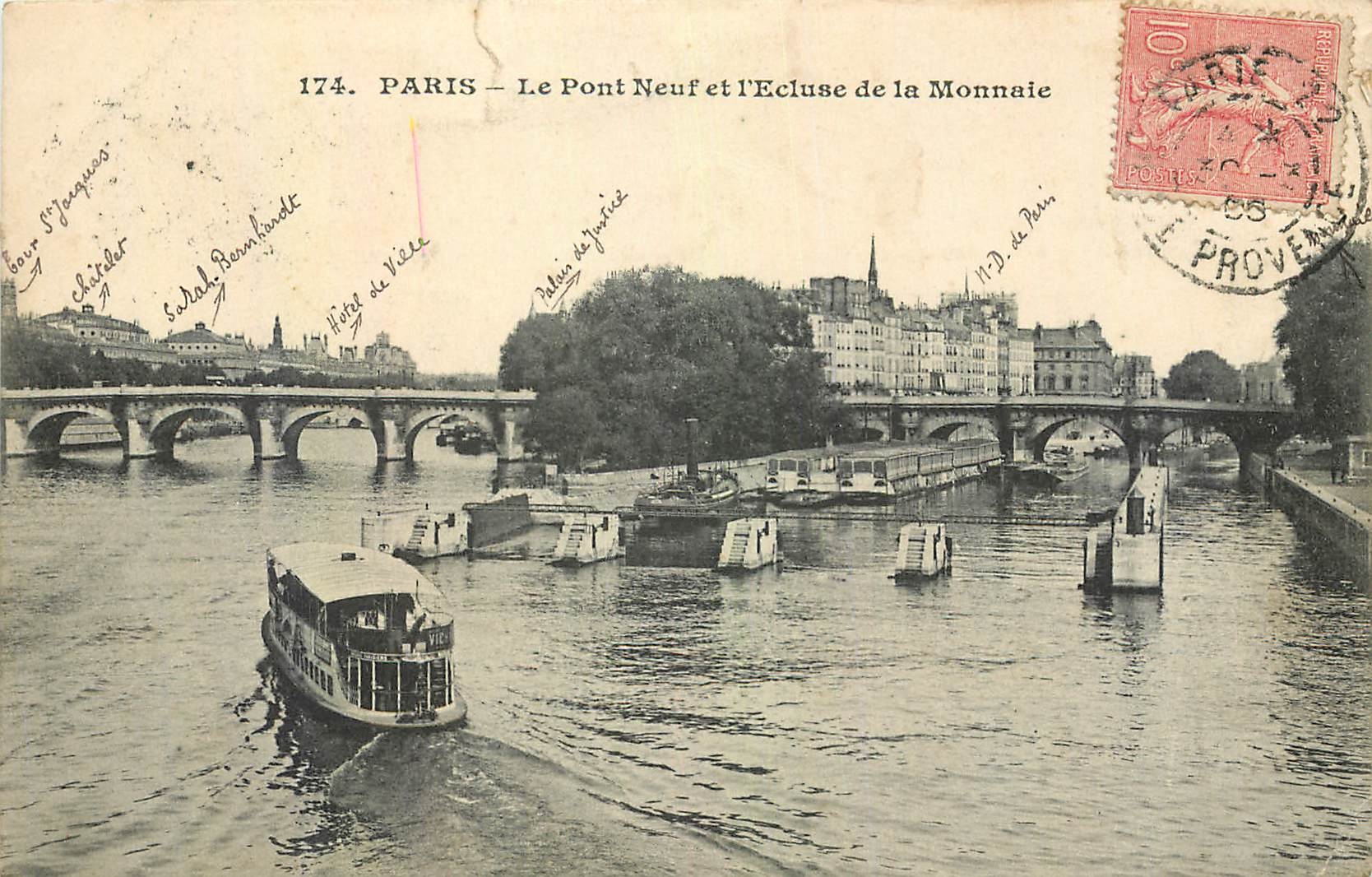 CPA Paris Le Pont Neuf et l'Ecluse de la Monnaie Bateau