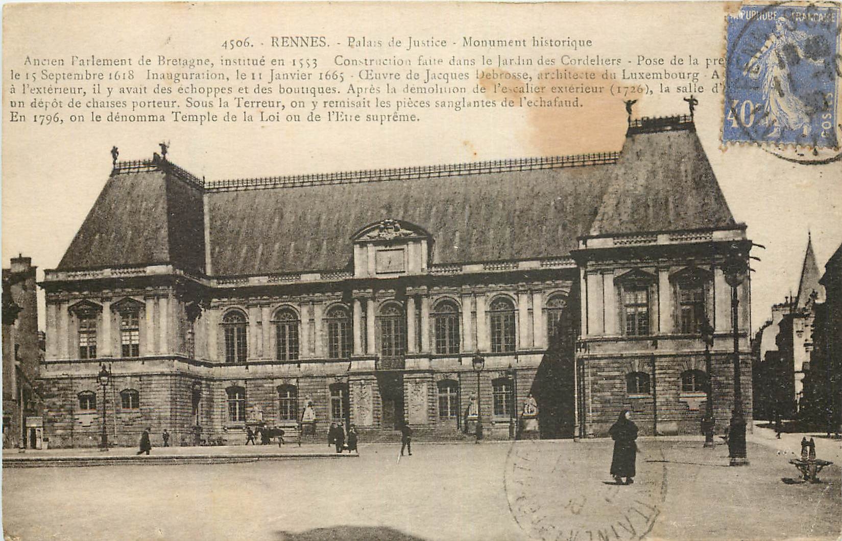 CPA Rennes Palais de Jusitce Monument historique