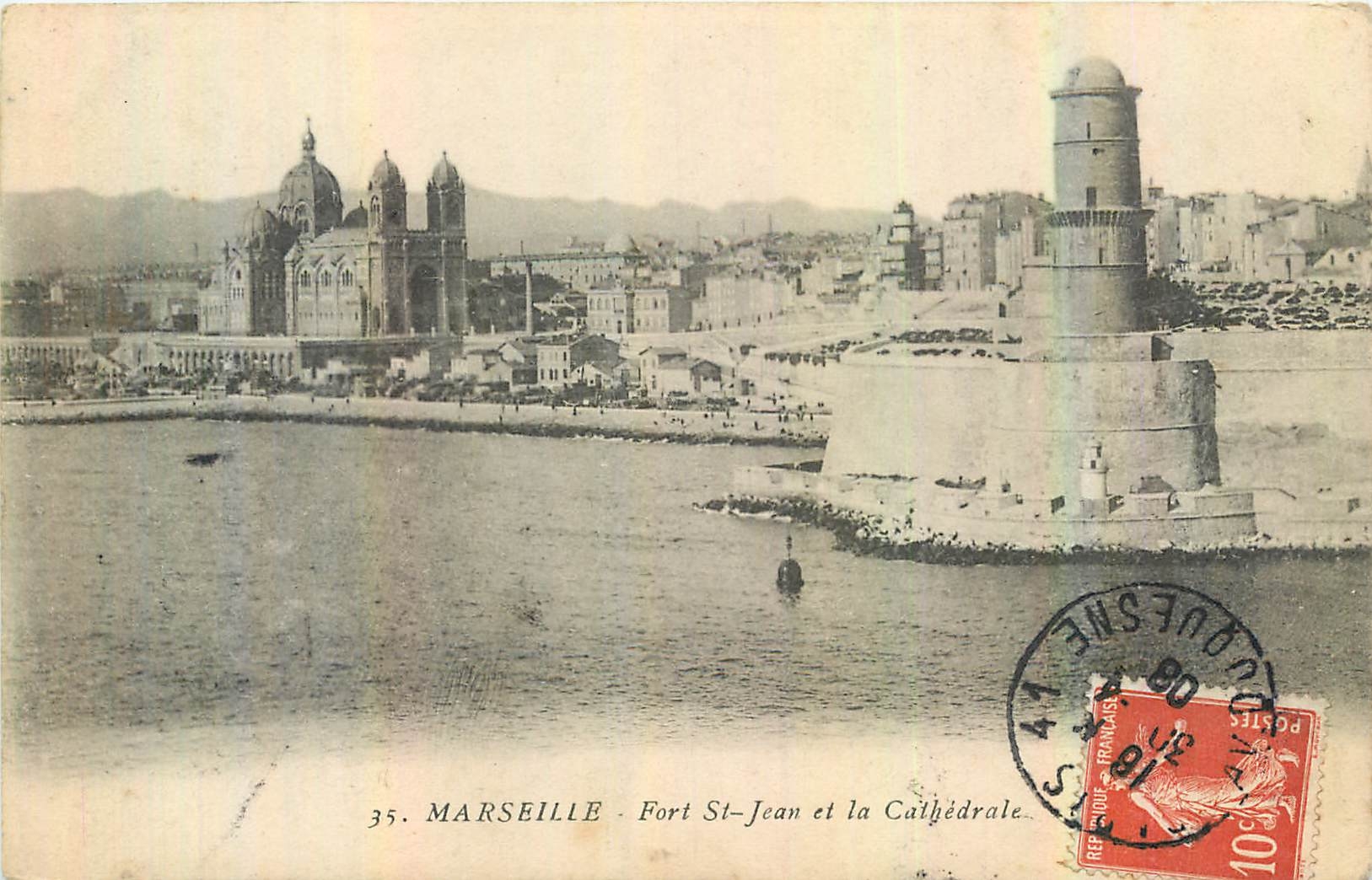 CPA Marseille Fort St Jean et la Cathedrale