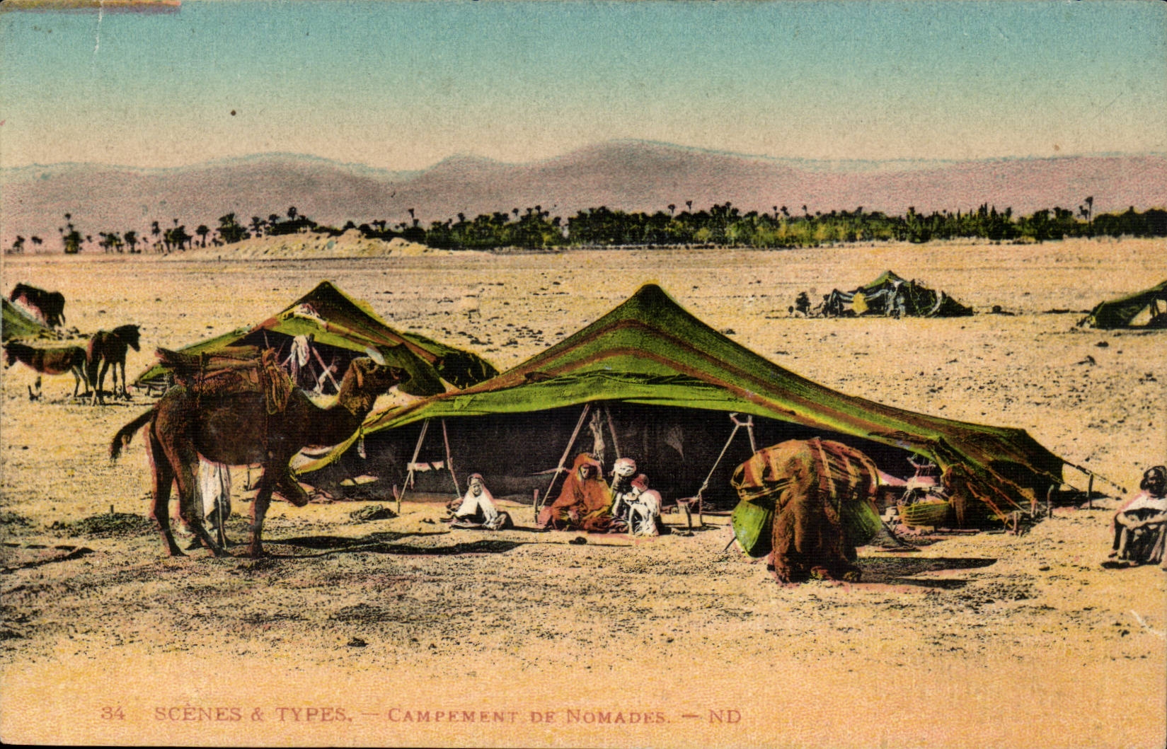 Morocco Scenes and standard CPA Camp of nomads