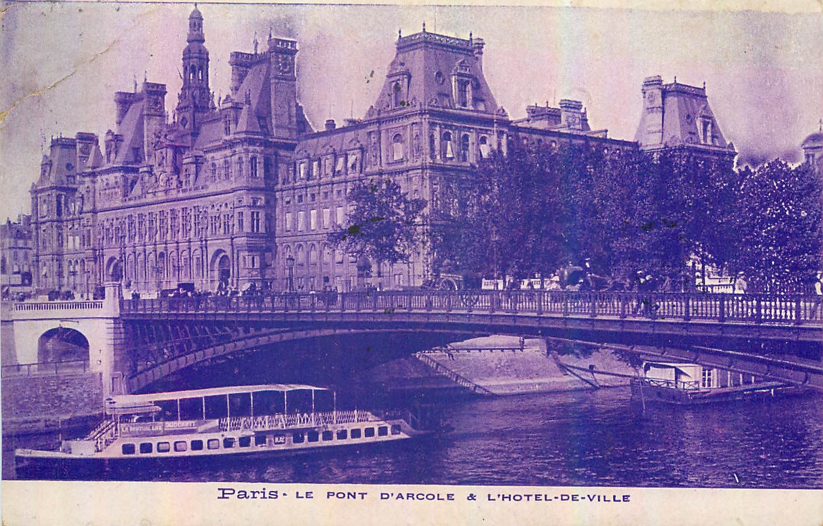 CPA Paris le Pont d'Arcole et l'Hotel de Ville