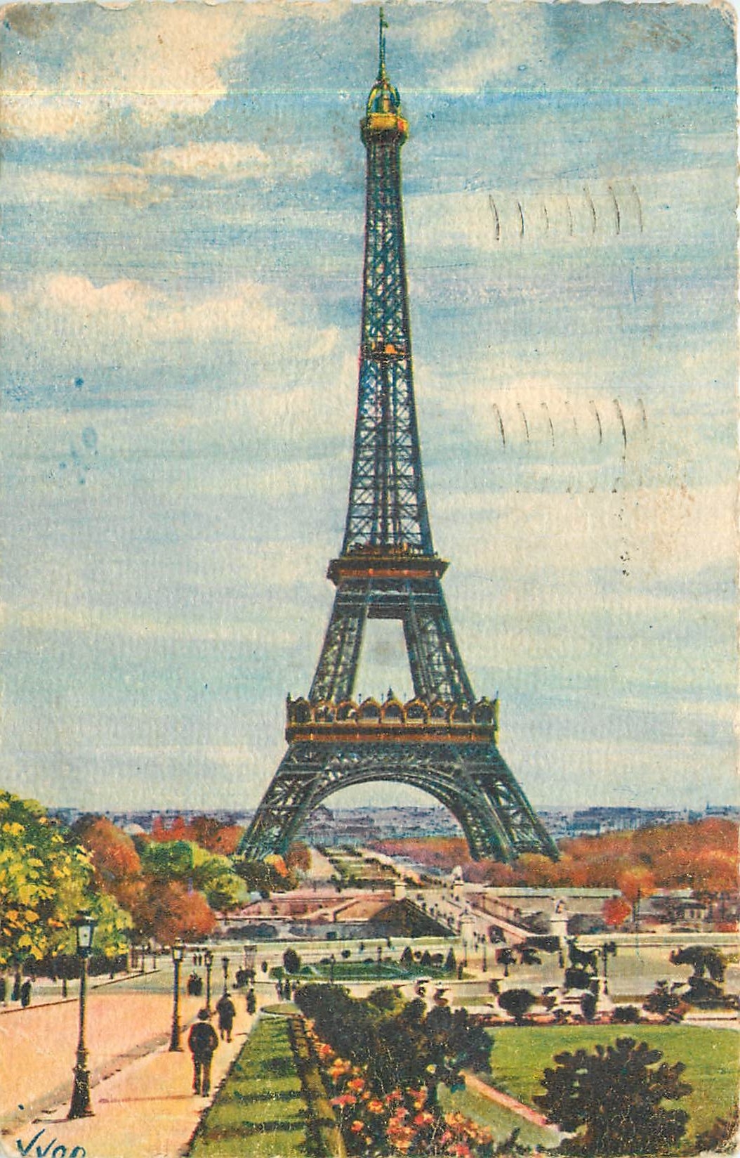 CPA Paris en flanant La tour Eiffel 