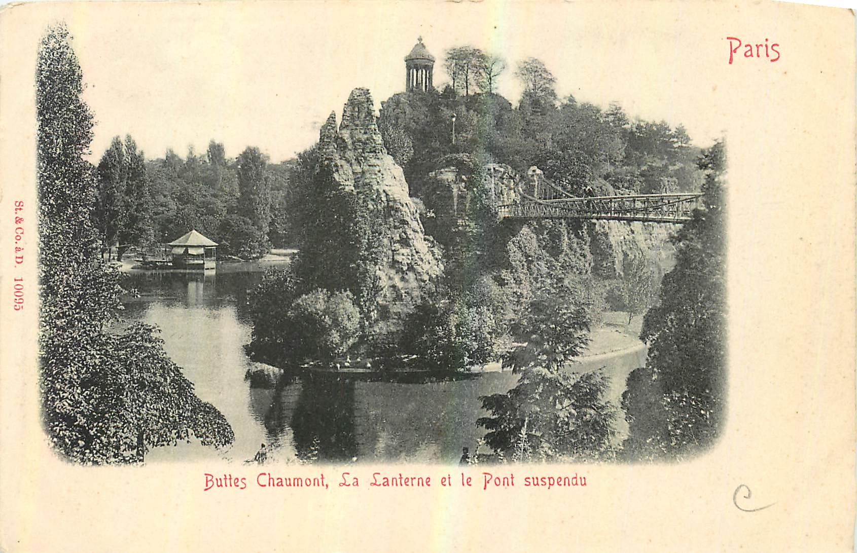 CPA Buttes Chaumont La Lanterne et e Pont suspendu 