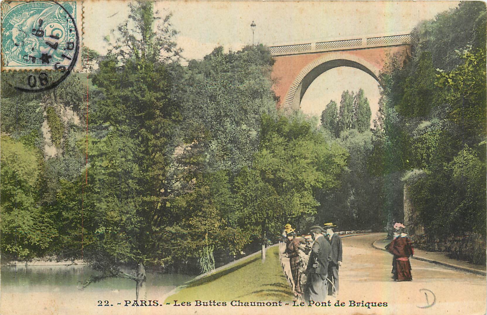 CPA Paris Les Buttes Chaumont Le Pont de Briques 
