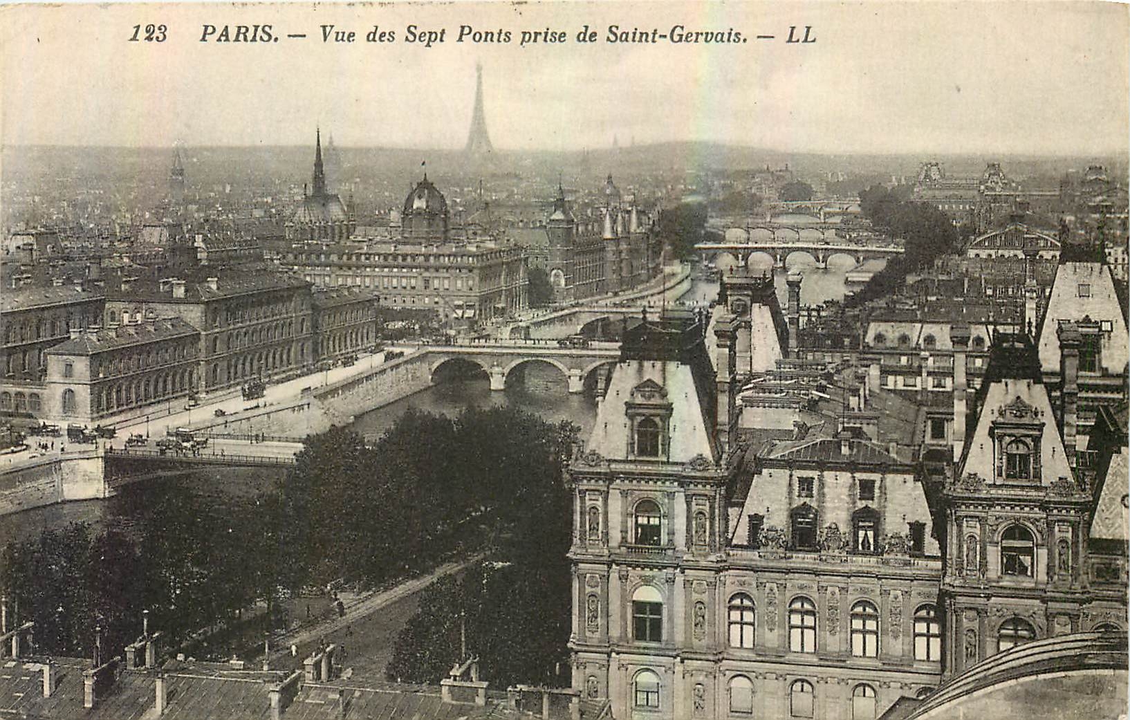 CPA Paris Vue des Sept Ponts pris de Saint Gervais