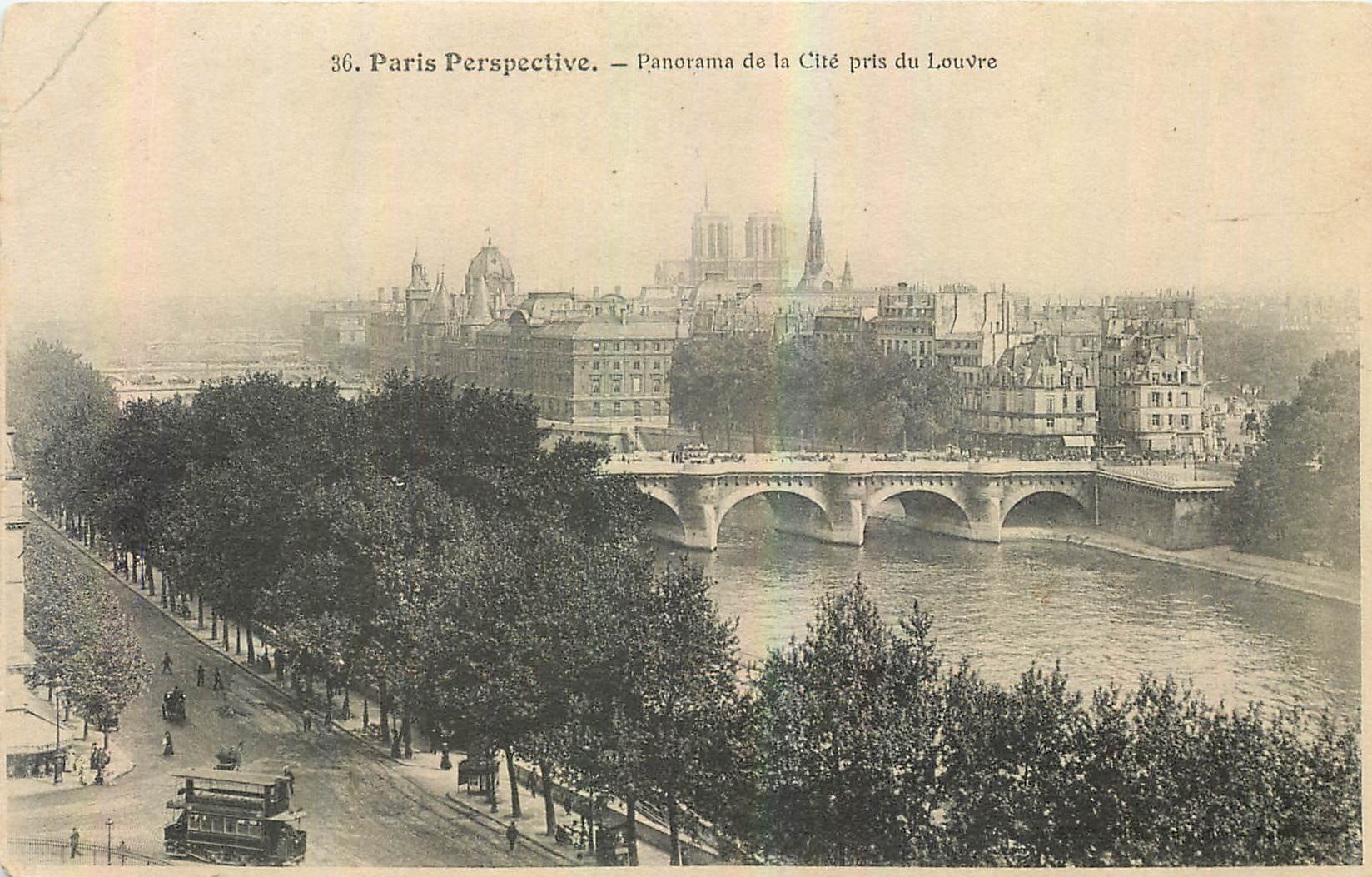 CPA Paris Perspective panorama de la Cite pris du Louvre 