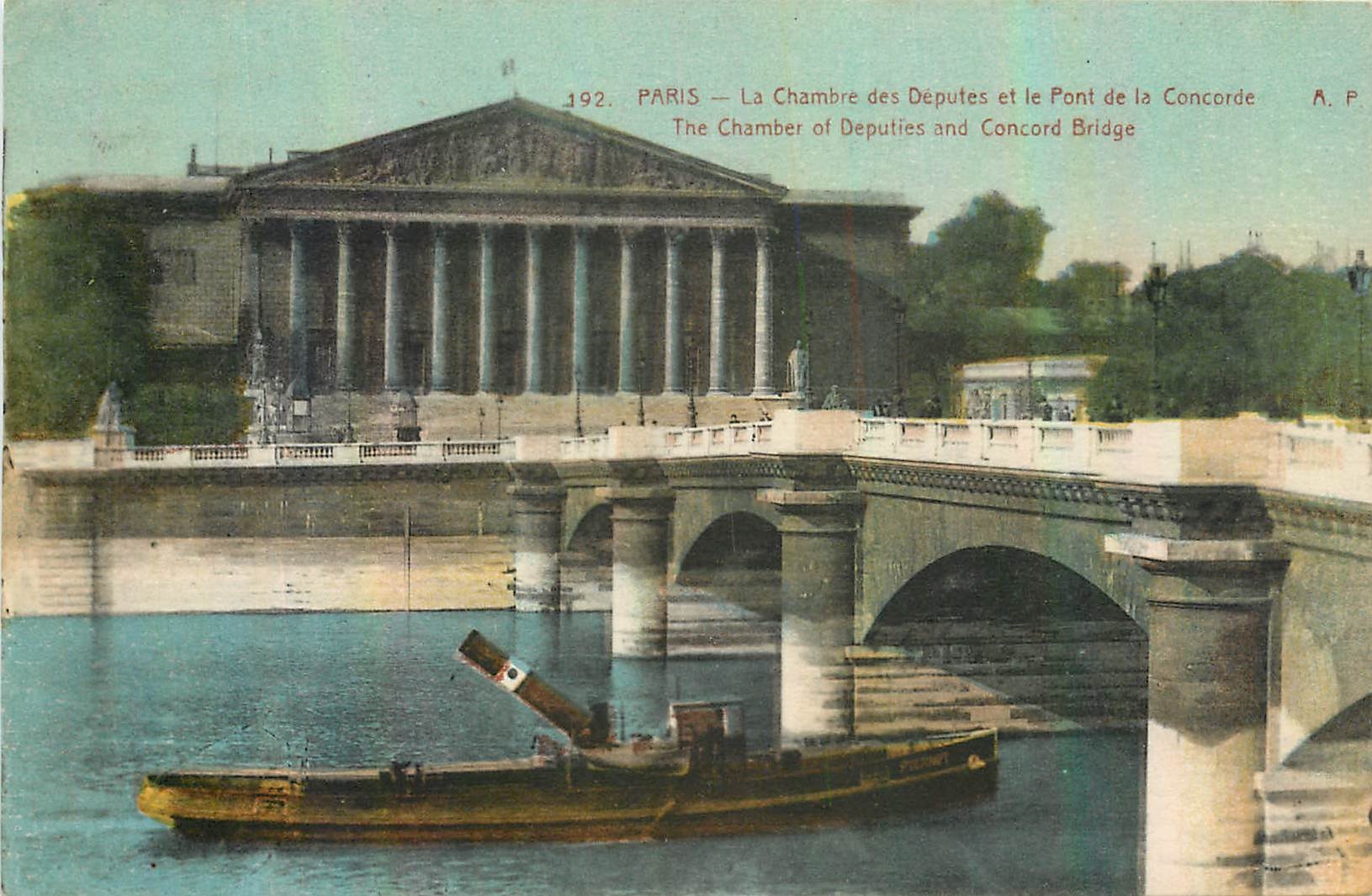 CPA Paris la Chambre des Deputes et le Pont de la Concorde Bateau