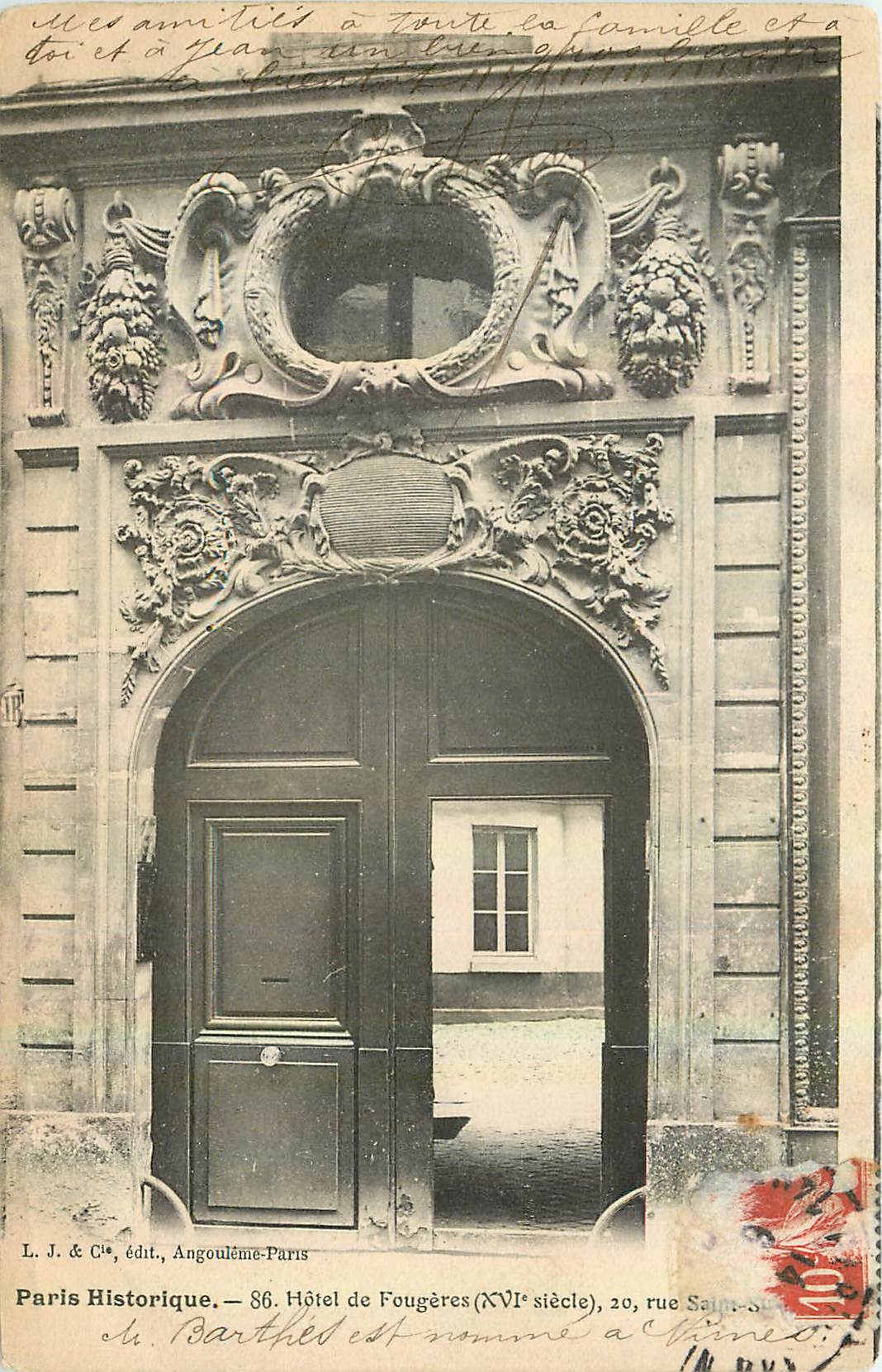 CPA Paris Historique Hotel de Fougeres XVI siecle