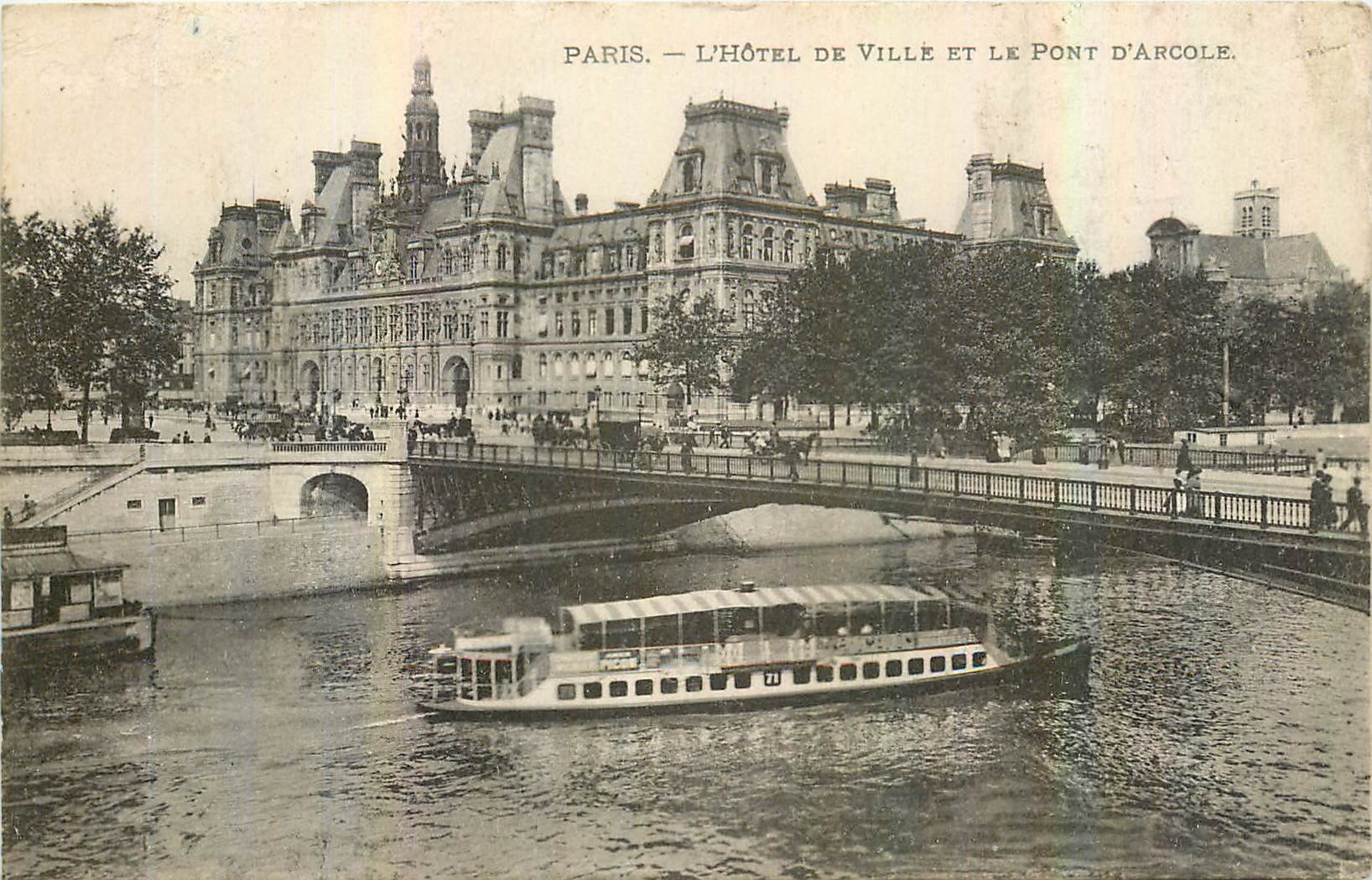 CPA Paris l'Hotel de Ville et le Pont d'Arcole