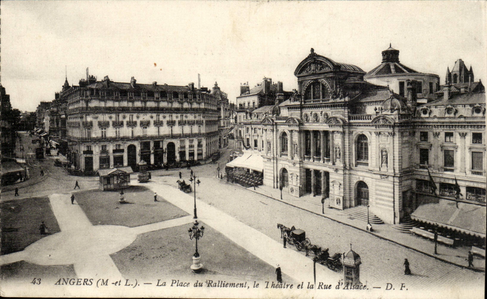 Angers CPA the place of the rallying the theater and the street of Alsace
