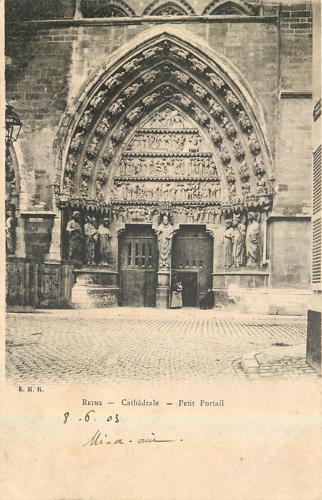 CPA Reims Cathedrale Petit Portail 