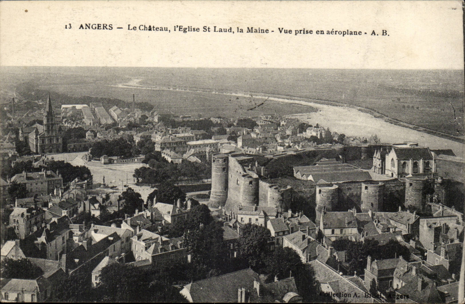 Angers CPA the castle the church St Laud Maine Seen from in the airplane