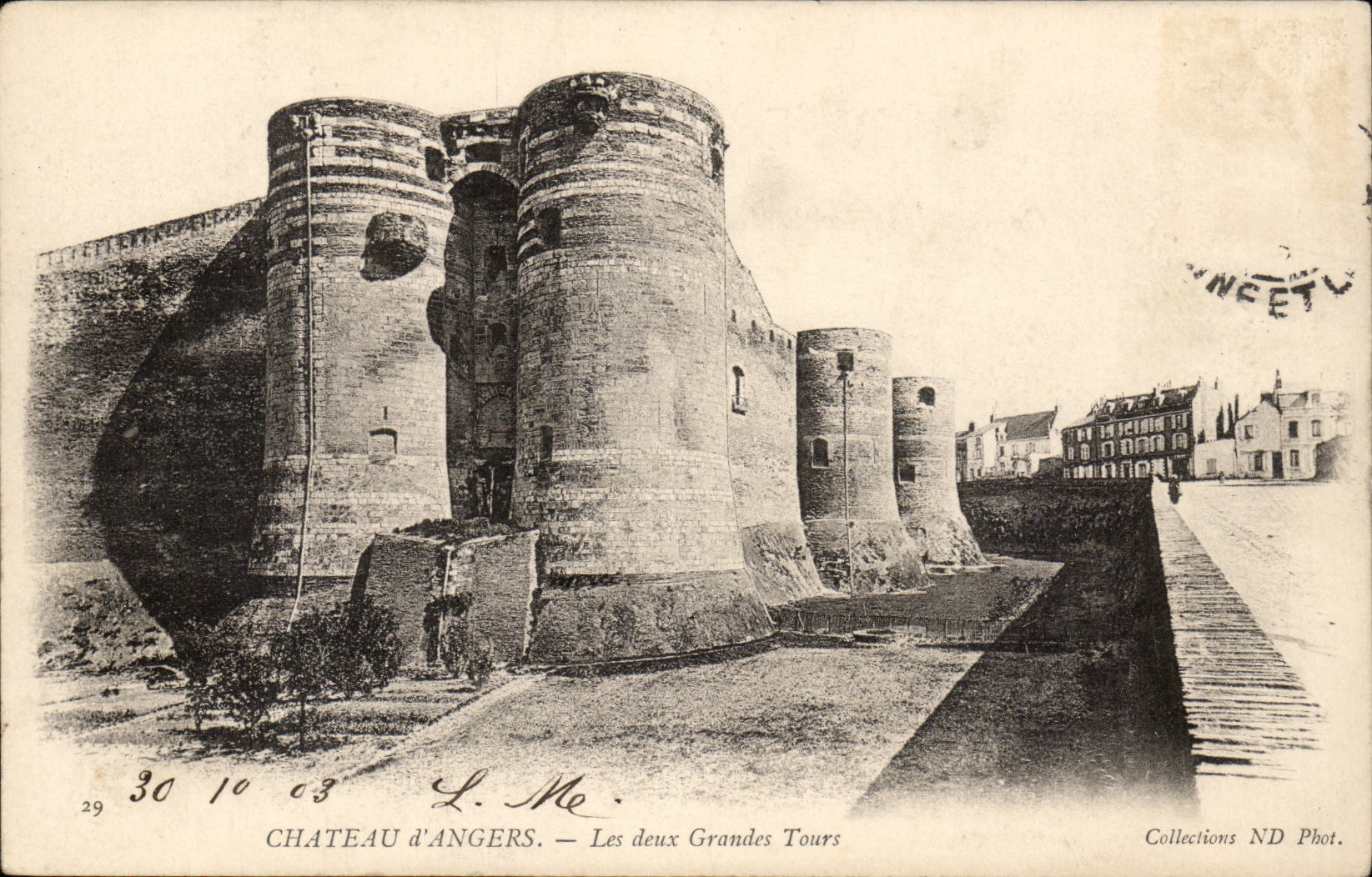 Angers CPA the castle two large towers