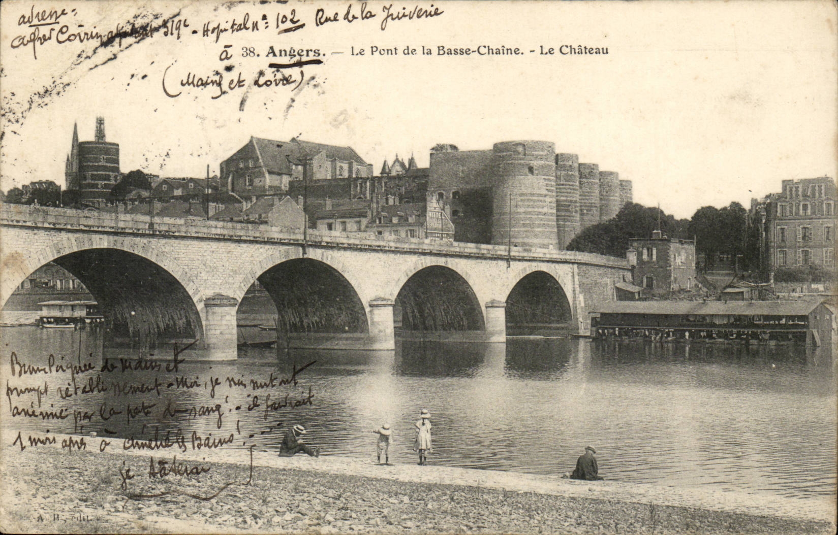 Angers CPA the bridge of the low chain the castle