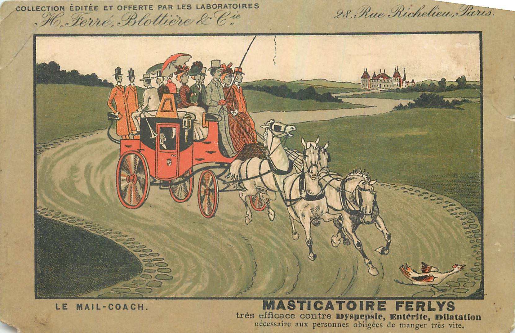 CPA Le Mail Coach Masticatoire Ferlys Caleche Chevaux