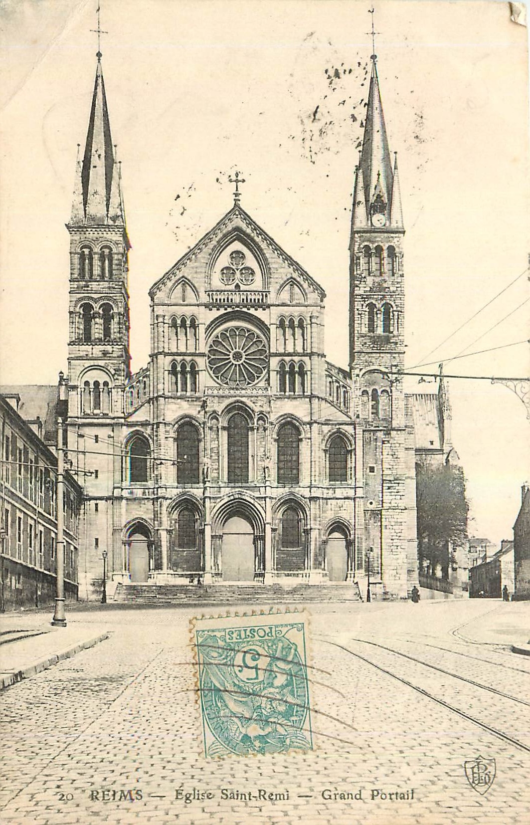 CPA Reims Eglise Saint Remi Grand Portail 