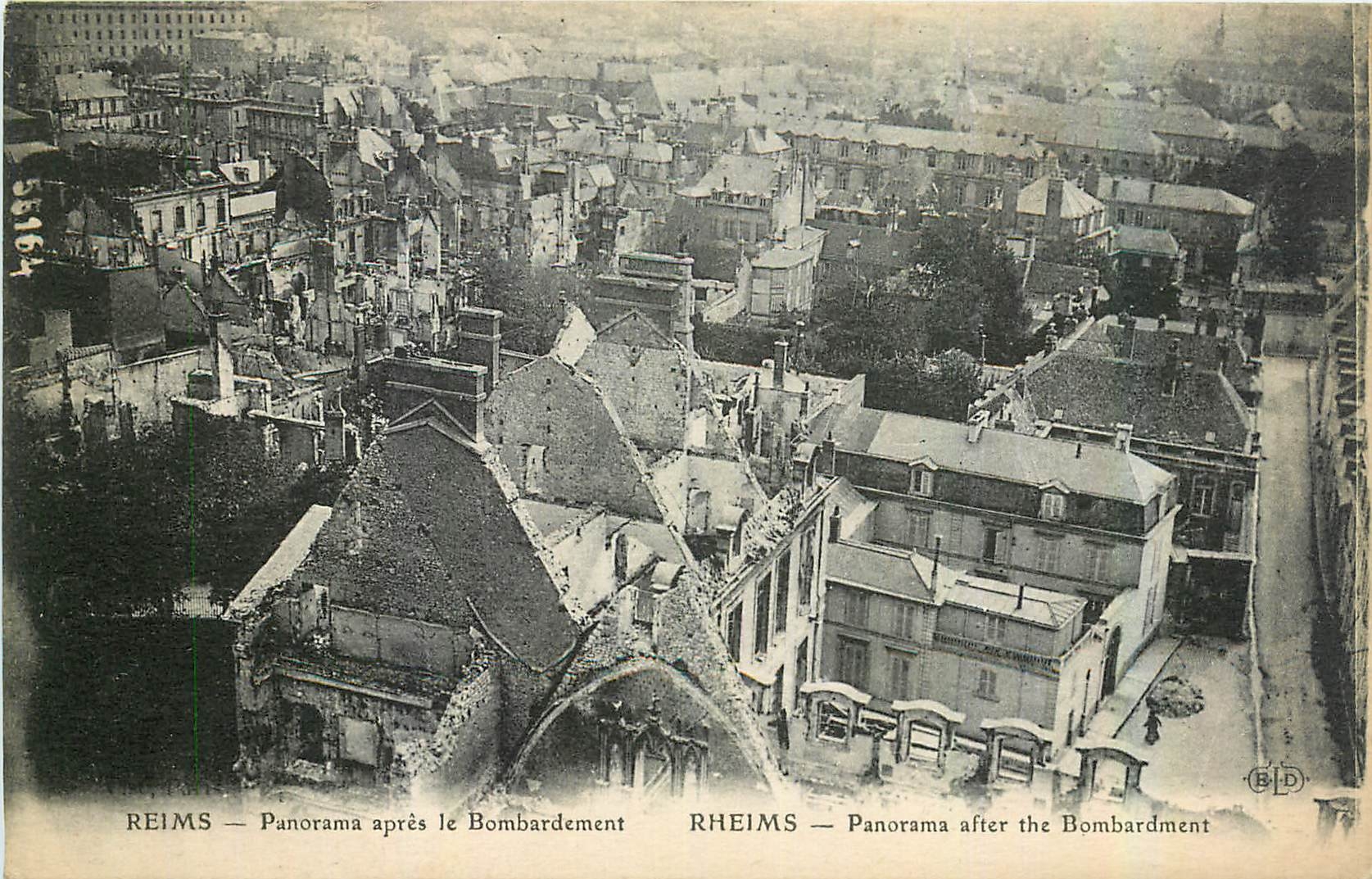 CPA Reims Panorama apres le Bombardement 