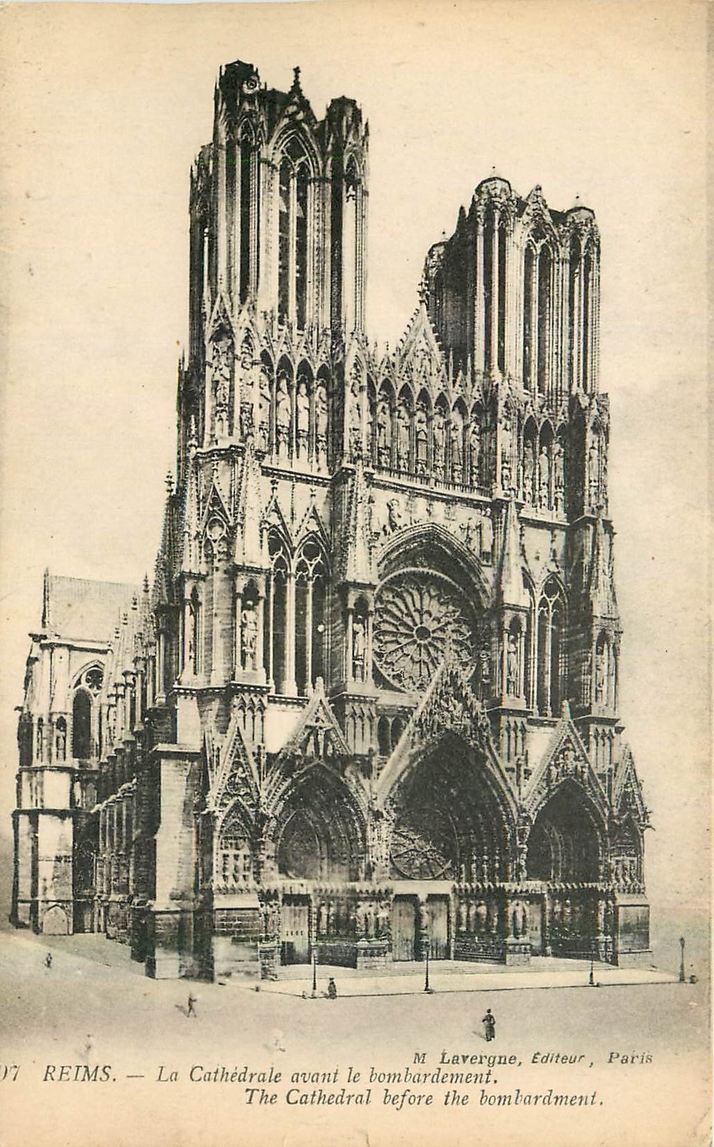 CPA Reims La Ctahedrale avant le bombardment
