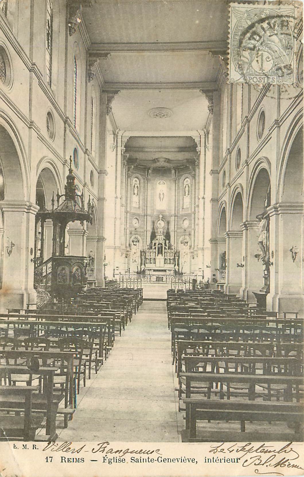 CPA Reims Eglise Sainte genevieve interieur 
