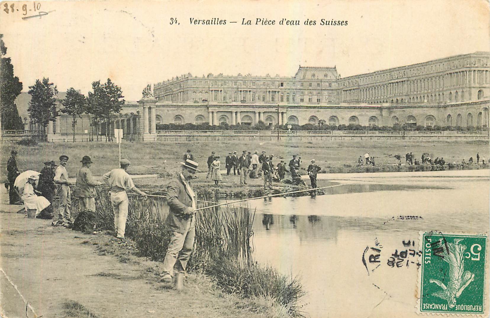 CPA Versailles La Piece d'eau des Suisses Peche Pecheurs