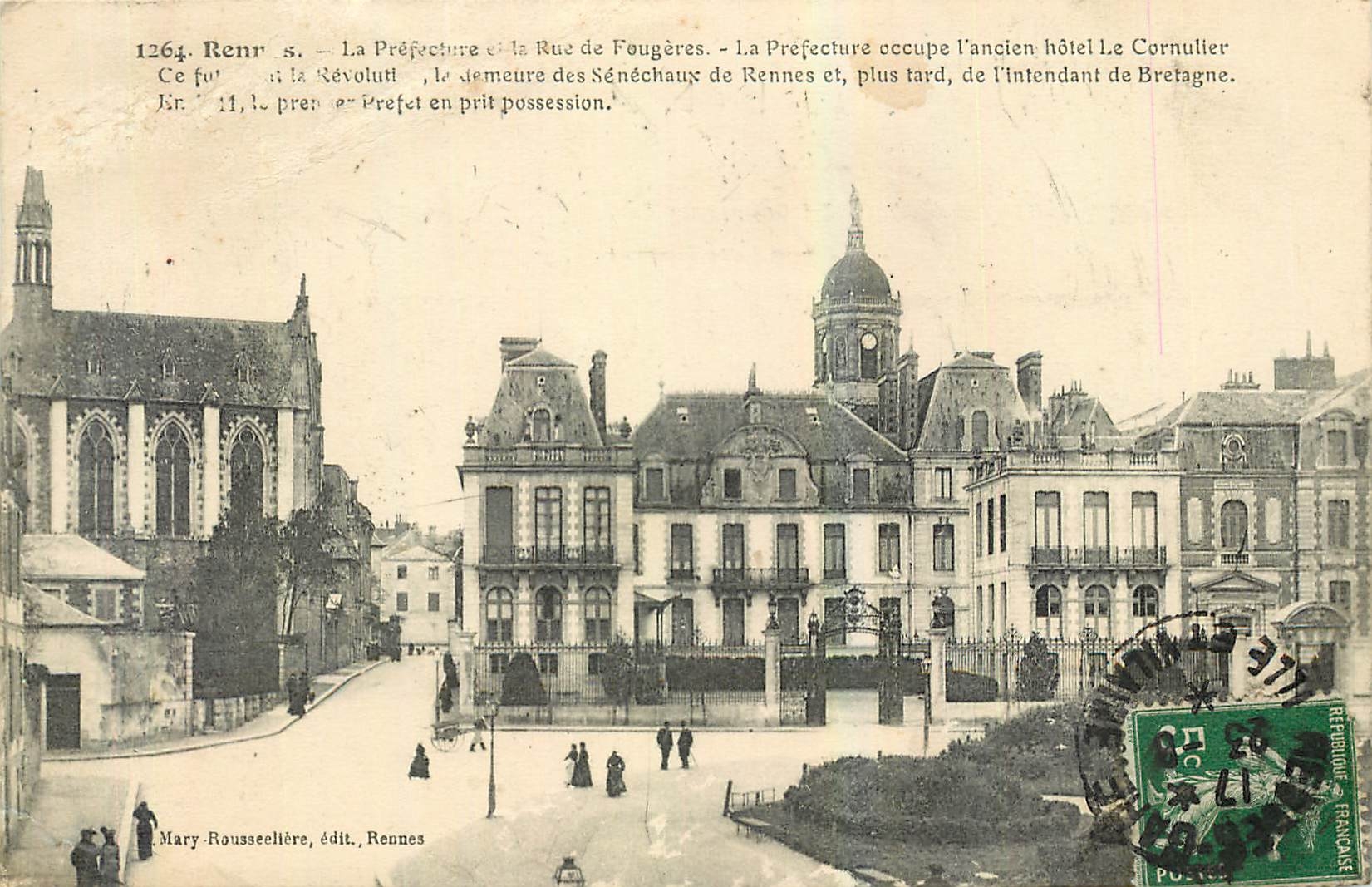 CPA Rennes La Prefecture et le Rue de Faugeres 