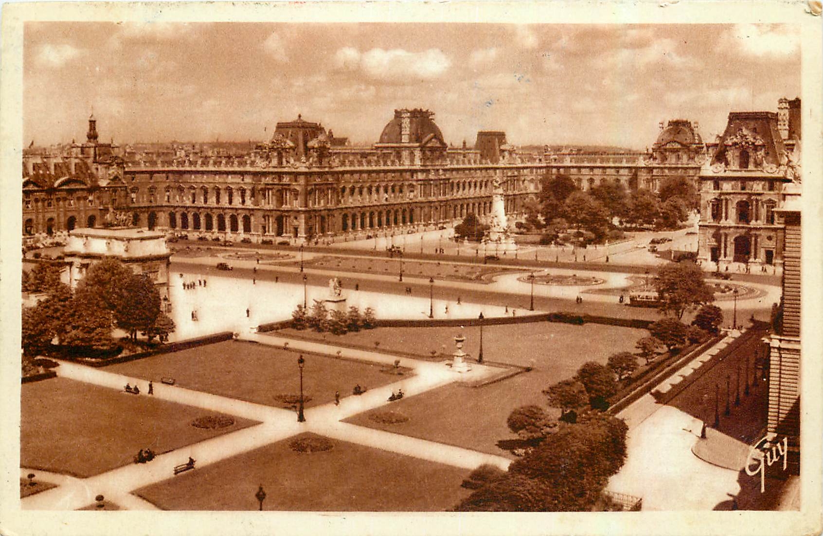 CPA Paris et ses Merveilles Perspective sur la Plage du Carrousel et le Palais de Louvre
