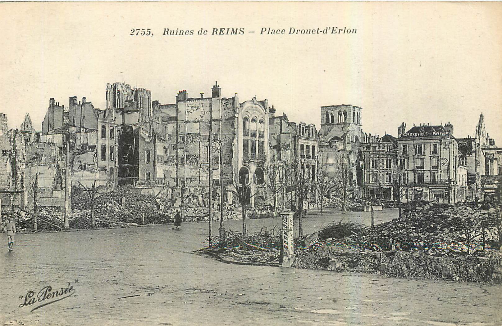 CPA Ruines de Reims Place Drouet d'Erlon Militaria