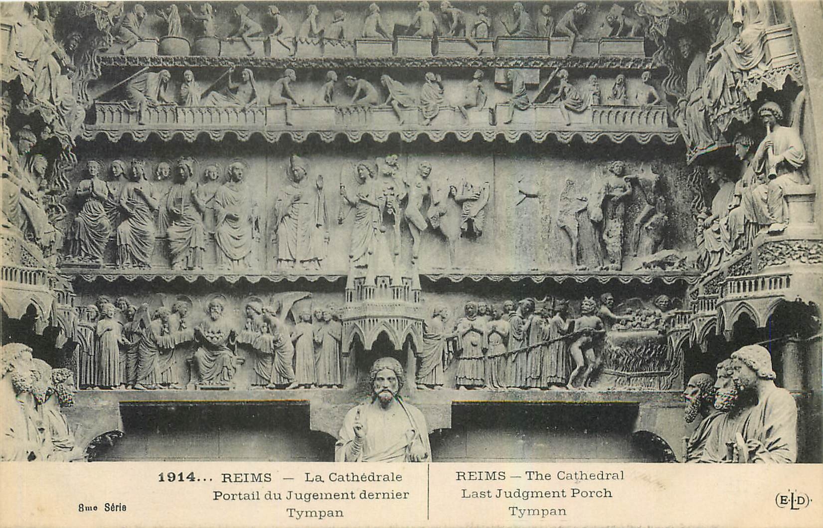 CPA Reims La Cathedrale Portail du Jugement dermier Tympan