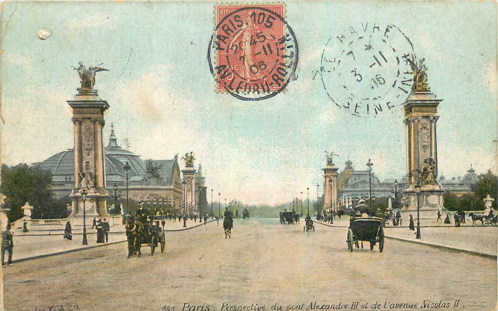 CPA Paris Perspective du pont Aexandre III et de l'avenue Nicolas II