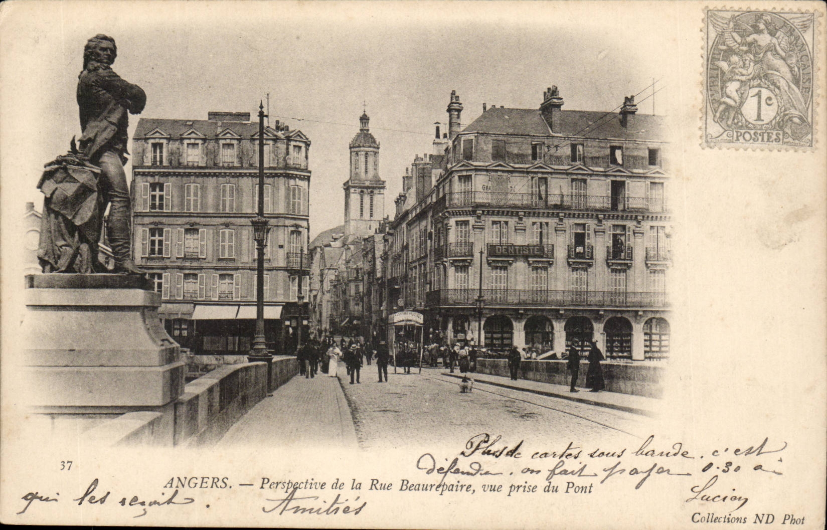 Angers CPA View of the street Beaurepaire seen from of the bridge