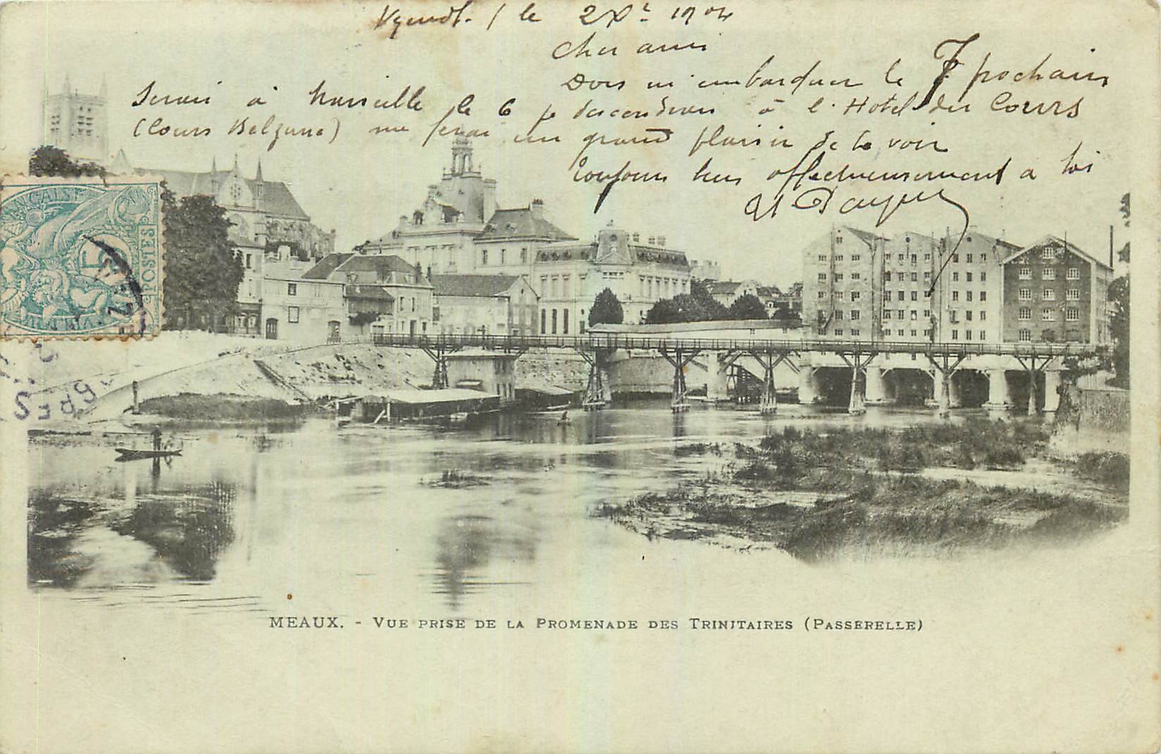 CPA Meaux Vue prise de la Promenade ds Trinitaires Passerelle